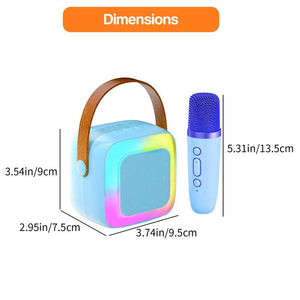 Family Fun Karaoke Machine with wireless mic and colorful LED speaker for kids ages 3 and up
