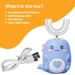 DinoBrush U-Shaped Smart Brush with cute dinosaur design and AI-powered gentle cleaning for kids ages 2-12