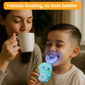 DinoBrush U-Shaped Smart Brush with dinosaur design for kids' dental care and AI-guided cleaning