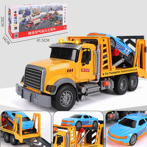 Oversized timber transport toy truck with crane, lights, and music for kids aged 4-6