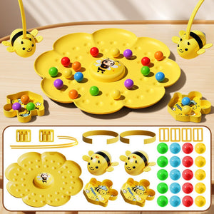 Children playing with a colorful bee honey collecting magnetic toy set