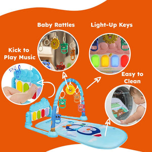 Baby Foot-Piano Fitness Rack for newborns with hanging rattles and soft fabric play gym