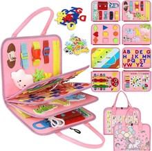 Montessori felt learning busy board with interactive educational elements for toddlers and preschoolers