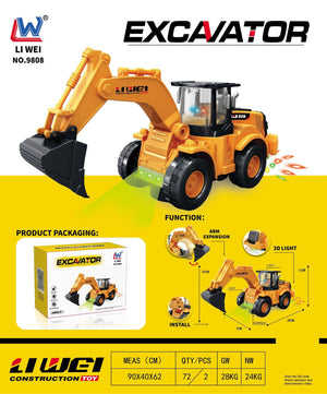 Electric Transparent Gear Excavator Toy with Sound and Light Effects