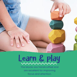 Colorful wooden stones stacking toy for children's creativity and early skills development