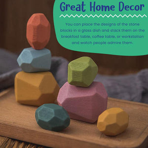 Colorful wooden stones stacking toy for children fostering creativity and motor skills development