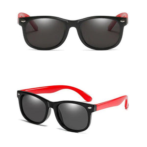 Kids polarized sunglasses with flexible, unbreakable rubber frame and full UV protection designed for children's comfort and safety