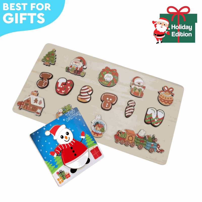 Custom Name Montessori Board Christmas-themed wooden name puzzle for kids educational gift