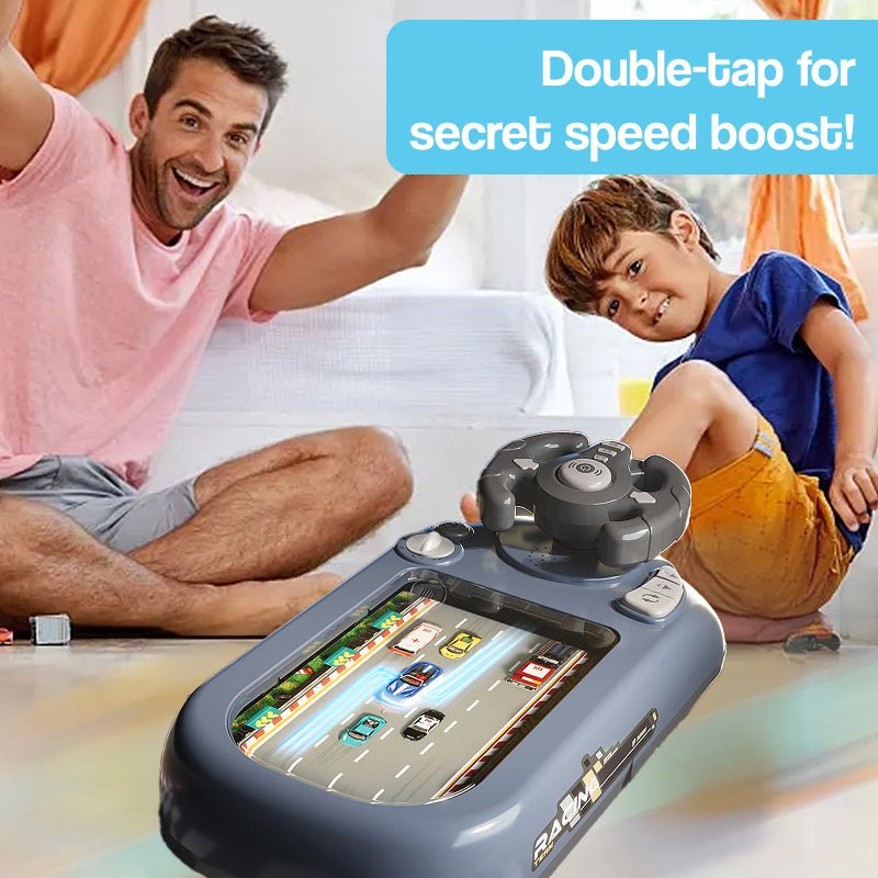 TurboRace Interactive Game Set with steering wheel and racing challenges for kids and families playing indoors