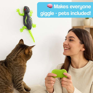 RC Robo-Lizard climbing robotic gecko toy on wall indoors