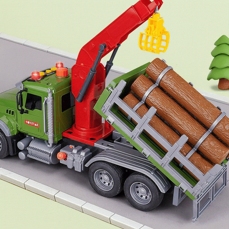 Oversized Timber Transport Toy Truck with Crane