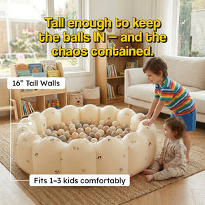 Pop-Up Ball Pit with 100 balls, tall walls, safe for toddlers, doubles as indoor ball pit and outdoor splash pool