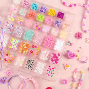 My Little Royalty Jewelry craft box with 1,600+ colorful beads and activities for kids ages 4+ in a gift-ready holographic box with pink ribbon