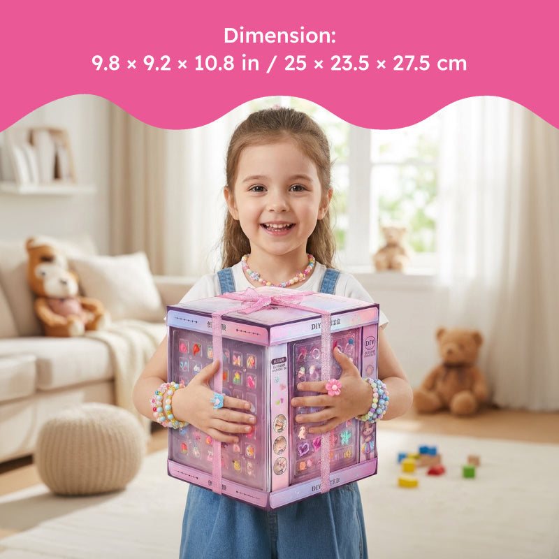Holographic My Little Royalty Jewelry gift box with pink ribbon and 1,600+ colorful beads and accessories for kids aged 4+