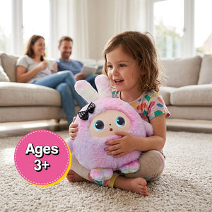 AI Plush Bunny interactive soft toy with animated expressive eyes and real-time conversation features