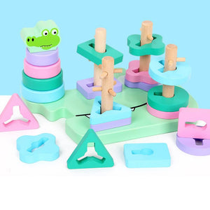 Cute Animal Shape-Pairing Geometric Blocks