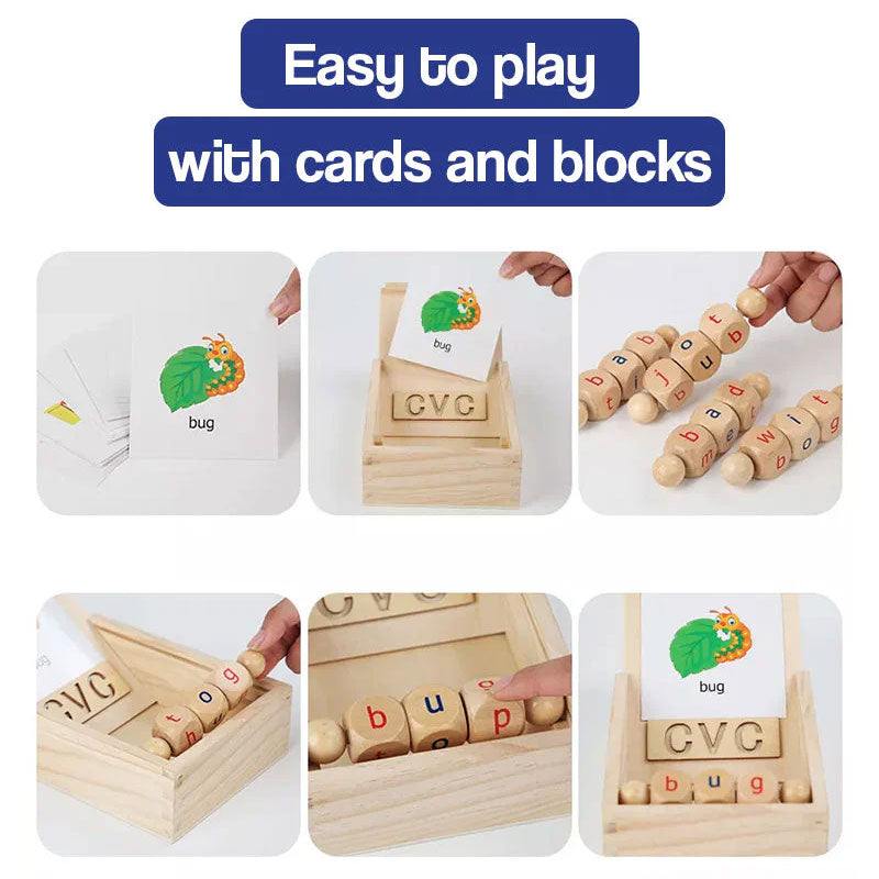 Wooden Rotation CVC Block Letters Teaching Toy - Little Learners Toys