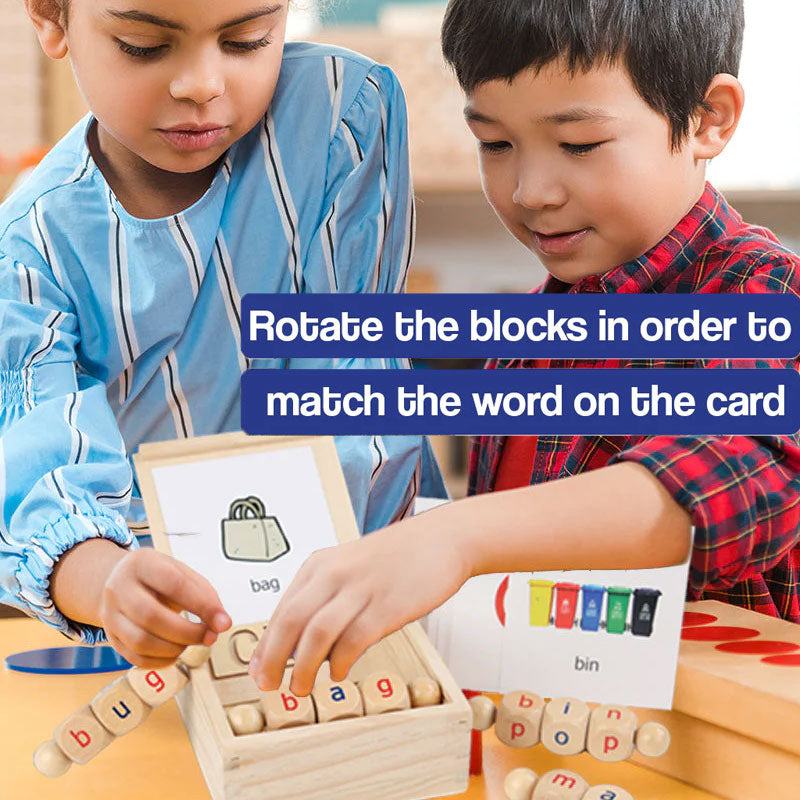 Wooden Rotation CVC Block Letters Teaching Toy - Little Learners Toys