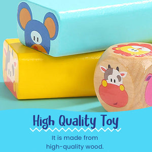 Colored Wooden Blocks with Animal Patterns Cards