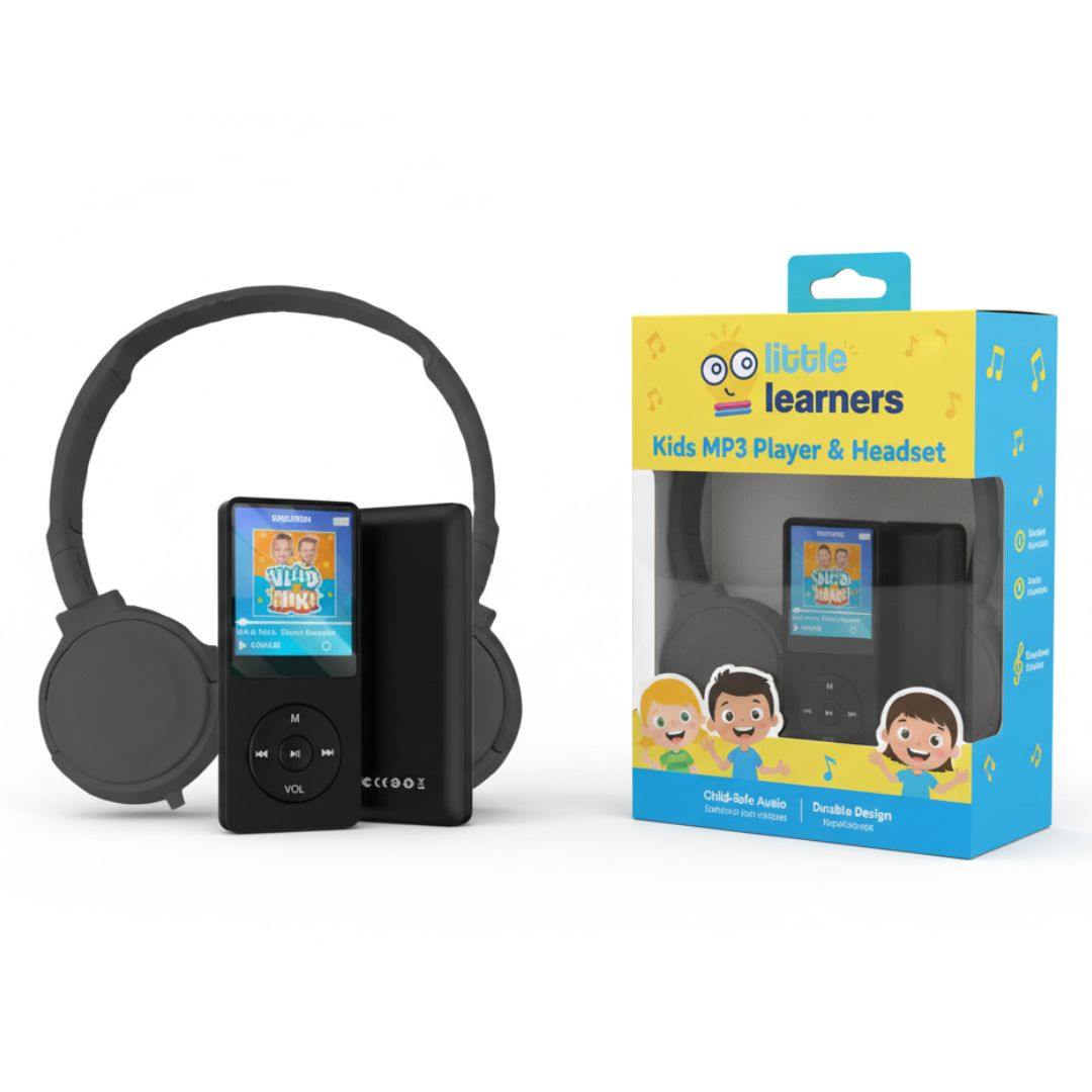 Kids MP3 Player With Headset digital device for children with high-quality sound and no internet connection in Halloween-themed packaging