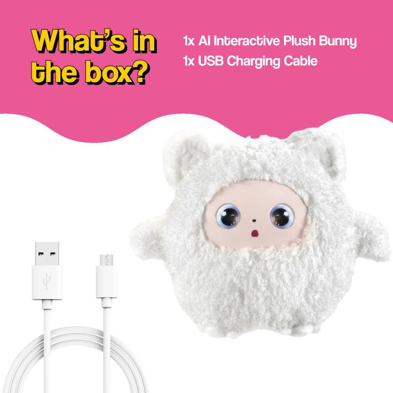 AI Plush Bunny chatGPT powered interactive plush toy with expressive eyes and storytelling features