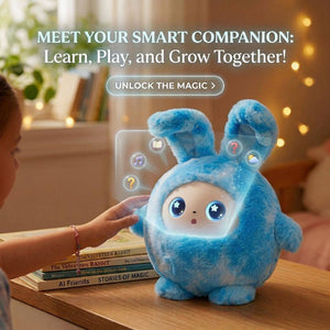 AI Plush Bunny soft interactive toy with expressive eyes and storytelling features