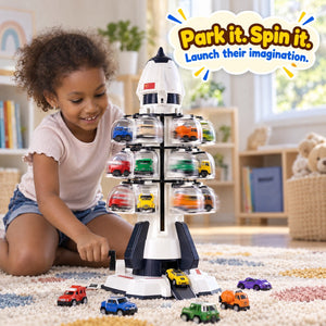 Space Rocket Parking Garage with Die-Cast Cars
