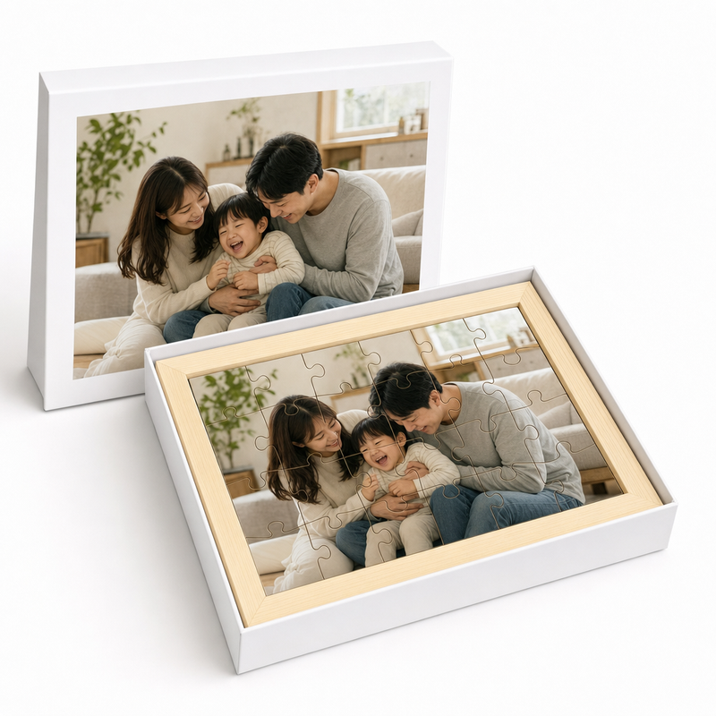Custom Photo Wooden Puzzle with Solid Wood Frame