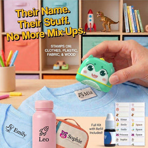 Customized name stamp TinyStamper with waterproof ink for kids' belongings