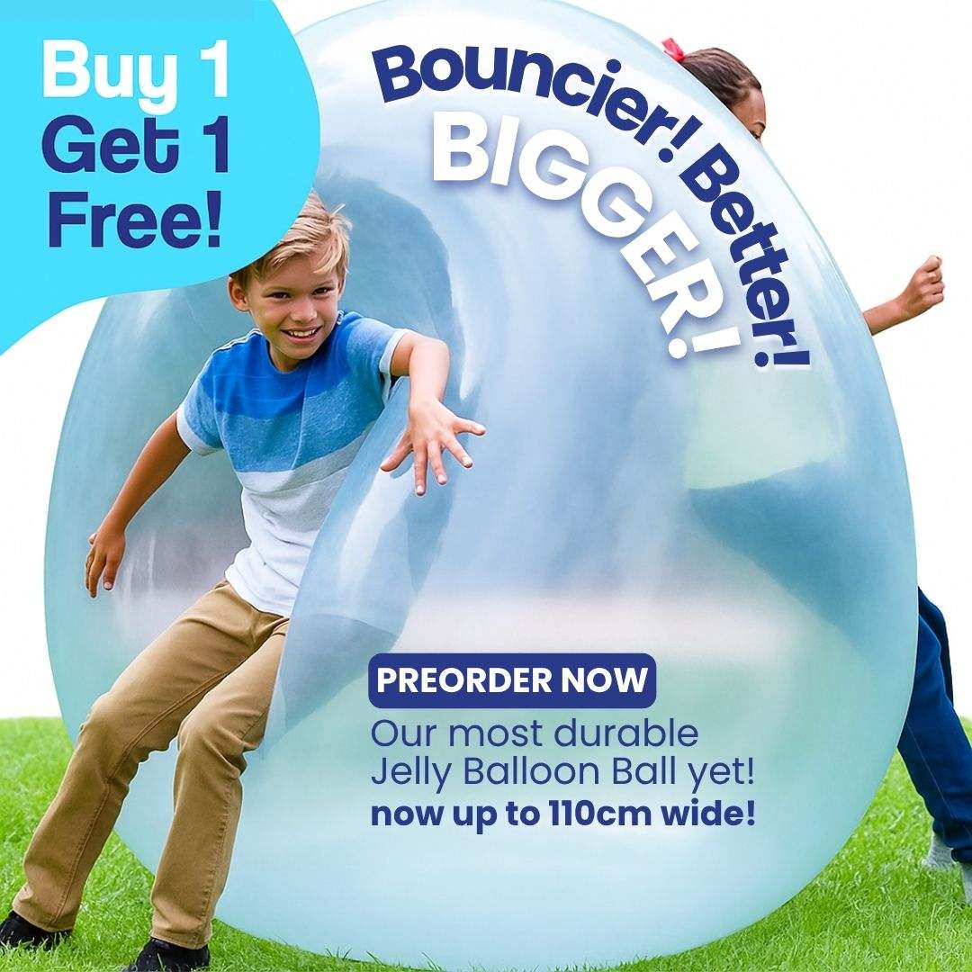 Kids playing with large, durable Giant Jelly Balloon Ball outdoors, inflatable and bouncy toy for active fun