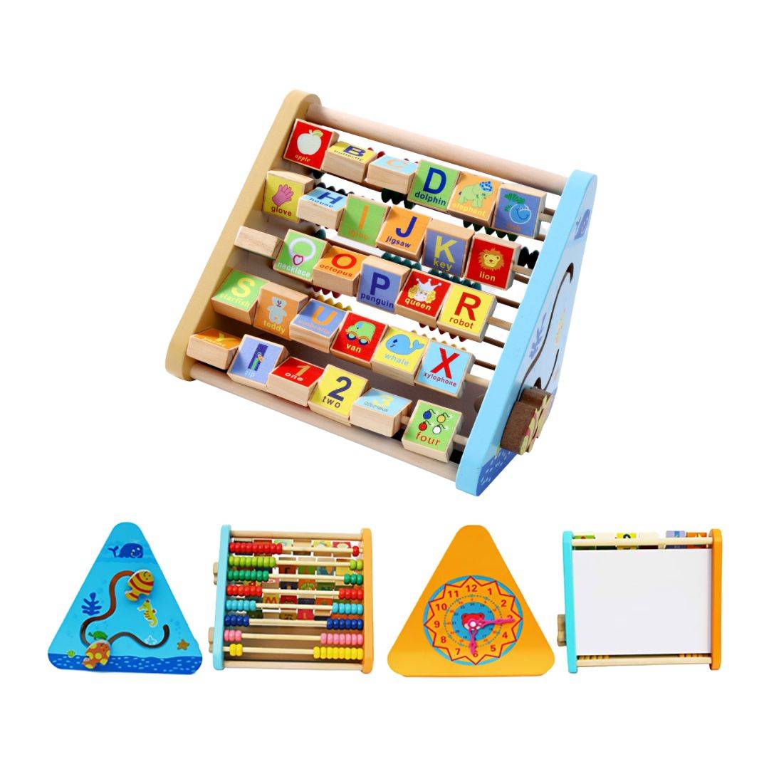 Triangular Toy Wooden Montessori Activity Centre Triangle Toys - Little Learners Toys
