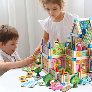 Wooden Building Blocks Castle