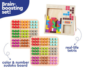 Wooden Sudoku Color and Number Memory Board